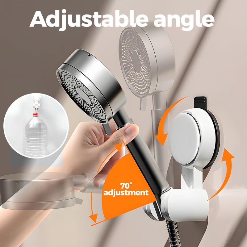 Shower Head Holder, Strong Suction Cup Shower Bracket,Height Adjustable Lightweight