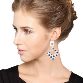 ONLYJUMP Exaggerated Geometry Earrings Acrylic Round Square Triangle Heart Dangle Earrings for Women Multilayer Bohemia Earrings Classic Retro Minimalist Earrings Statement Jewelry (White A)