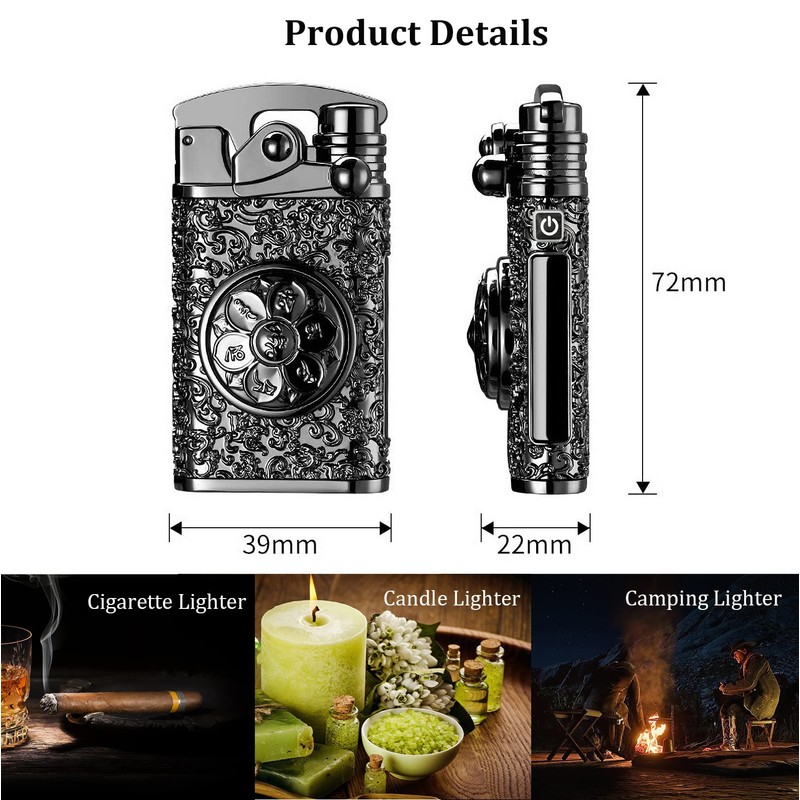 Golden Vintage Dual Arc Plasma Jet Flame Torch Lighter -