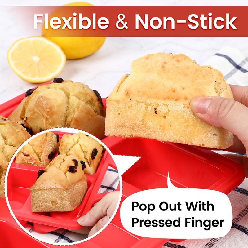 CAKETIME Mini Loaf Pans, Metal Reinforced Frame Silicone Mini Bread