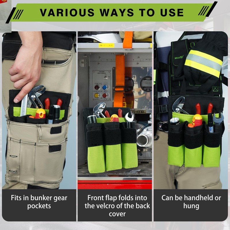 MELOTOUGH 7-Pocket Firefighter Tool Pouch with Carry Handle and Flap,