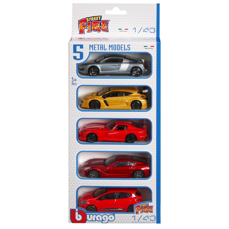 BBurago 18-30005 - Street Fire 1:43 Geschenkset 5er, sortiert