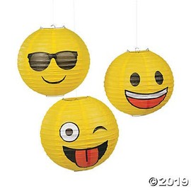 Emoji Paper Lanterns - Emoji Party Supplies - 3 Hanging Lanterns