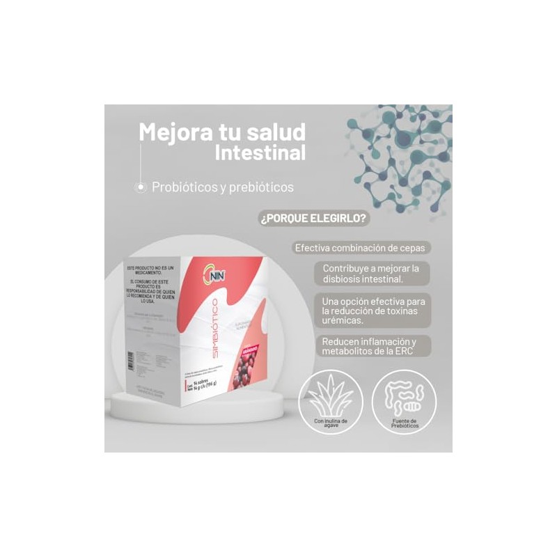 Simbiótico NIN, Arandano, 196 g (14 sobres de 14 g