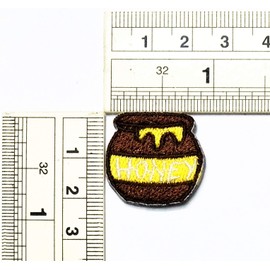 Umama Patch Set of 3 Mini Brown Honey Jar Applique Patch Cute Honey Bee Embroidered Iron On Patches Craft Decorative Repair Logo Fabric Jeans Jackets Shoes Caps Bags