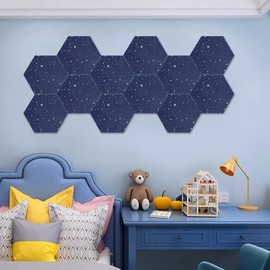 Lrocaoai 12 Pack Starry Hexagon Acoustic Panels,Sound Proofing Padding,Sound Absorbing Panel for Studio Acoustic Treatment, blue