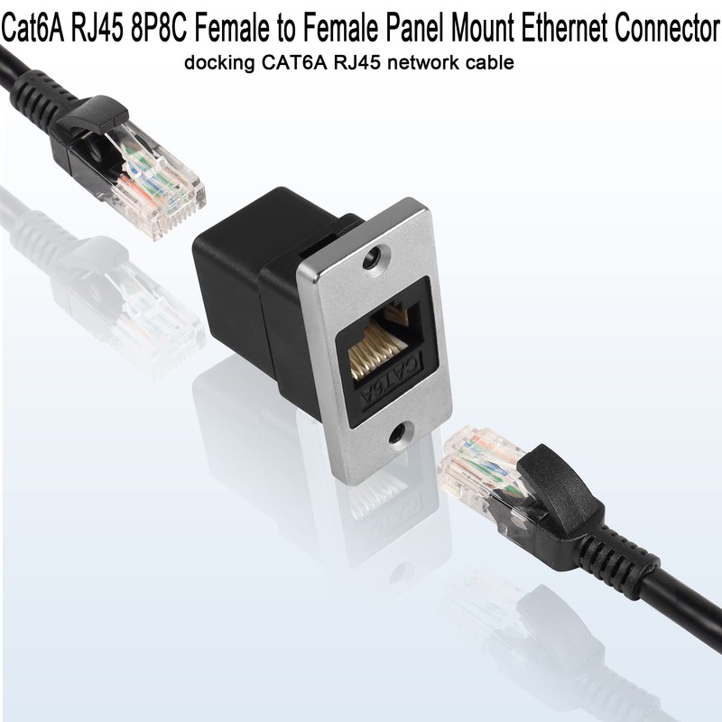 QIANRENON RJ45 Rectangular Panel Network Adapter Cat6A RJ45 8P8C Female