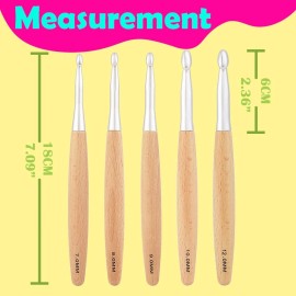 Lewhoo Big Crochet Hooks Set with Beech Wood Handle, Large Crochet Hooks for Chunky ...
