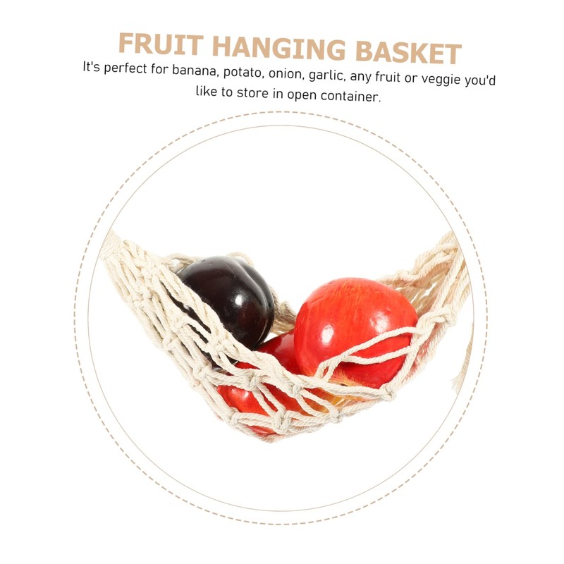 Ciieeo 3sets Rope Woven Fruit Vegetable Hammock Storage Bag for