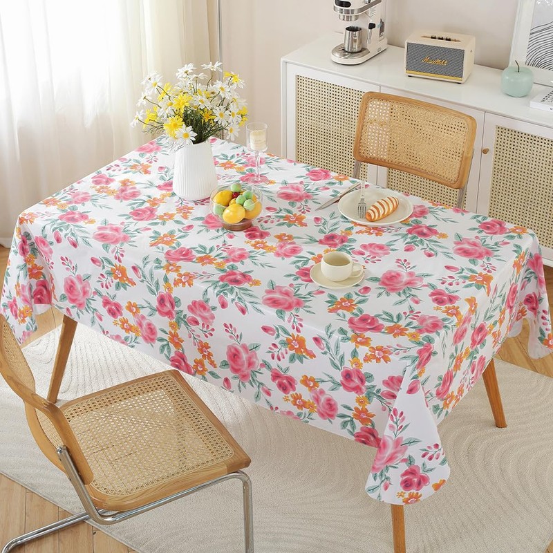 MATIRUG Rectangle Vinyl Table Cloth with Flannel Backed, Heavy Weight