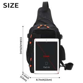 AOCMPXS Fishing Backpack, 12L Tackle Storage Sling Bag Lightweight Tactical Shoulder Backpack Tool Bag with US Flag Patch and Fishing Plier (1 Pack Gray Camo)