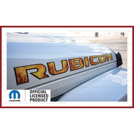 Decal Mods Rubicon Hood Graphic Decals Stickers fits Jeep Wrangler & Gladiator JL/JT Rubicon (2018-2024) Flame Fire Black Outline (Set of 2) FJ2F6