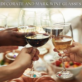 Fanjashn 20 Pcs Spring Floral Wine Glass Charms, Wine Tags for Stem Glasses