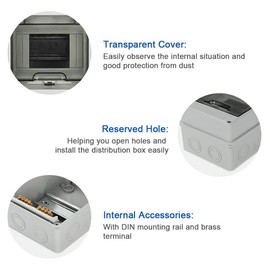 Surface-Mounted Distribution Box, Fuse Box, Small Distribution Box, Rn 5 (N+PE), AP 5 Modules, Surface-Mounted Wet Room Distributor, IP65 Waterproof, with Mounting Tool for Garden or Outdoor Use