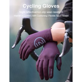 INBIKE Cycling Gloves, Winter Gloves, Outdoor Gloves, MTB, Mountain Bike Gloves, Running Gloves, Men's Winter, Warm, Windproof, Anti-Slip Touch, Non-Slip, Women's, Purple, 2XL