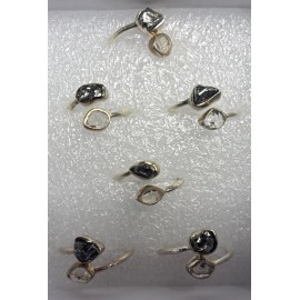 Natural Creations Herkimer Diamond And Meteorite thumb ring sterling silver size 7