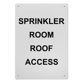 Sprinkler Room Roof Access Sign, 8.5 x 11 in" OSHA Compliant Fire Sprinklers Sign, Weatherproof Plastic, UV resistant & Easy-to-Read Signage