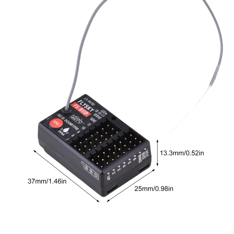 Authticar Flysky FS-R11P Receiver, 11 Channel 2.4GHz Receiver for RC