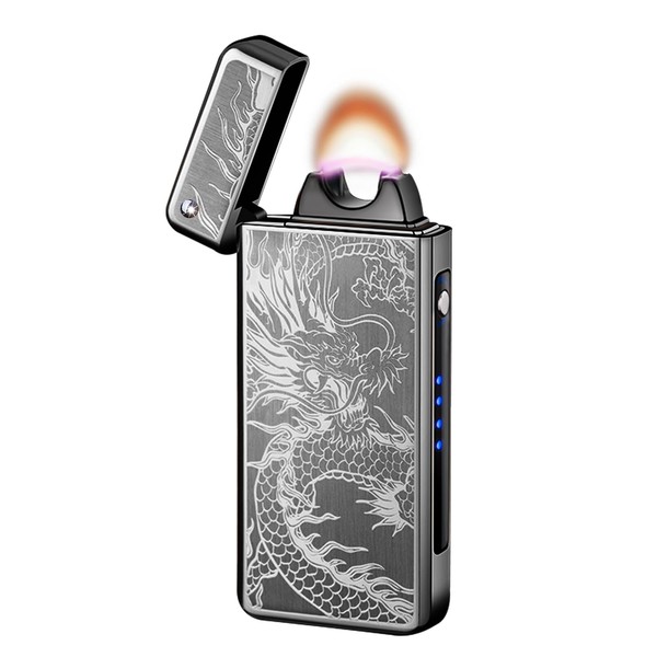 GADATOP - Encendedor de dragón, encendedor de llama de plasma, recargable por USB, a prueba de viento, encendedor eléctrico para velas (negro)