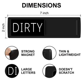 YauYik Clean and Dirty Dishwasher Magnet Sign, Optional Adhesive, Magnetic Kitchen Decor, Easy Read, Non-Scratch, Heavy Duty Shutter Slide Magnets for Dish Washer, Home Accessories, 7x2, Black