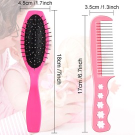 2 mini cepillo de pelo para peluca de color rosa, accesorios para el cuidado del cabello, herramientas compatibles con artículos de 18 y 14 pulgadas