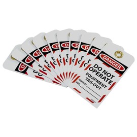 NMC LOTAG13 DANGER DO NOT OPERATE EQUIPMENT TAG-OUT Tag – [Pack of 10] 3 in. x 6 in. Vinyl 2 Side Danger Tag with White/Black Text on Red/White Base