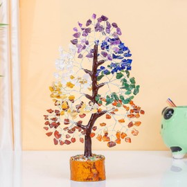 AILEXIM 7 Chakra Tree of Life Healing Crystal and Stones for Home Decor Office Living Room Decor 300 Beads Crystal Tree for Positive Energy Good Luck Money Feng Shui Spiritual Gifts for Women Mom