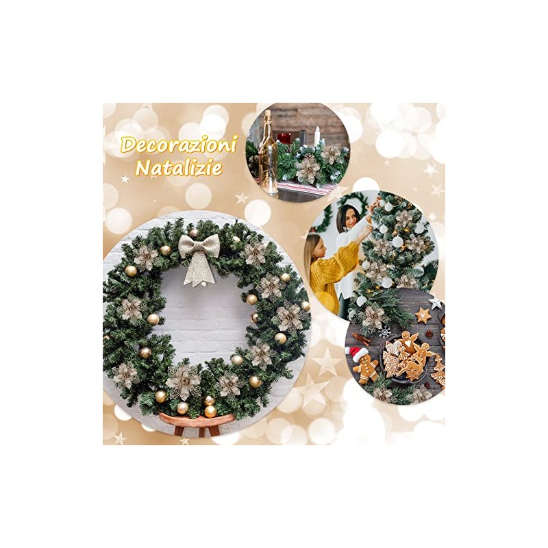 GWHOLE 21 Nochebuenas Navideñas Adornos para Árbol de Navidad, 10/12/16cm