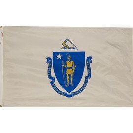 3x5 Foot (90x150 cm) State Polyester Indoor/Outdoor Flag; Vivid Color and Fade Proof - Canvas Header and Double Stitched (Massachusetts)
