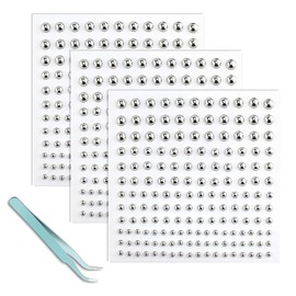 AzureRay 3 Piece Fake Piercing Set, Fake Piercings for Lips, Nose & Eyebrows, Non-Penetrating Nose Stud & Belly Button Sticker, Silver Y2K Punk Jewellery (No Piercing)