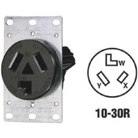 Leviton (2)-Leviton 30A Flush Mount Black 10-30R 3-Wire Dryer Power Outlet R30-05207-S10