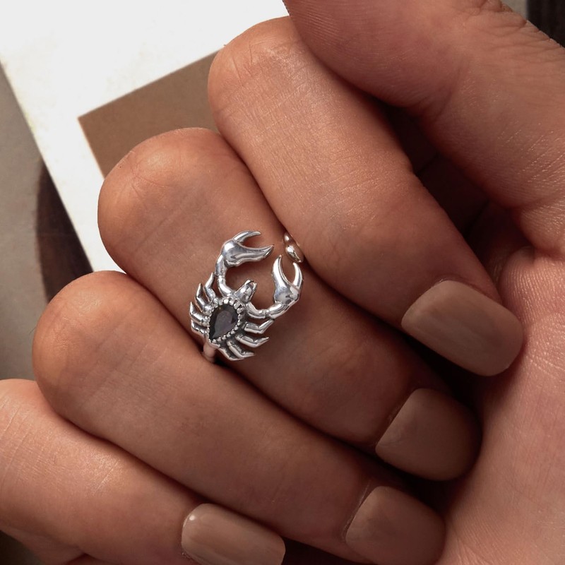 Shysnow Scorpion Ring for Halloween Gifts 925 Sterling Silver Adjustable