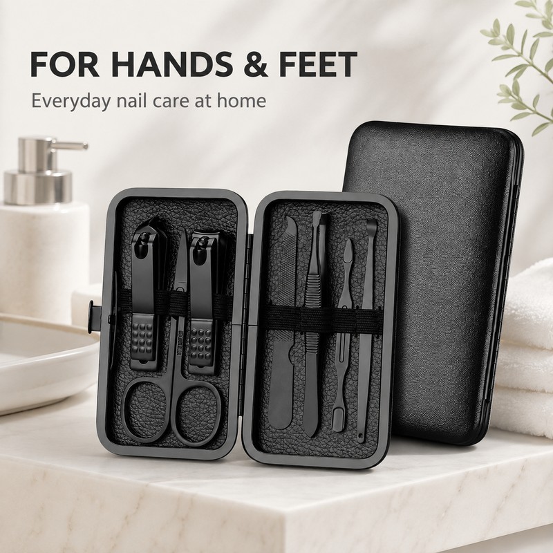 7-Piece Stainless Steel Nail Care Kit for Manicure & Pedicure