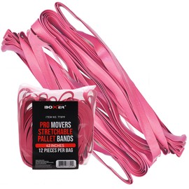 BoxerTool Pro Rubber Band 12-Pack - 42" Red Extra Large Rubber Bands for Trash Cans 95-96G, Moving Blankets and Furniture, Multi Purpose Rubber Band - Heavy Duty