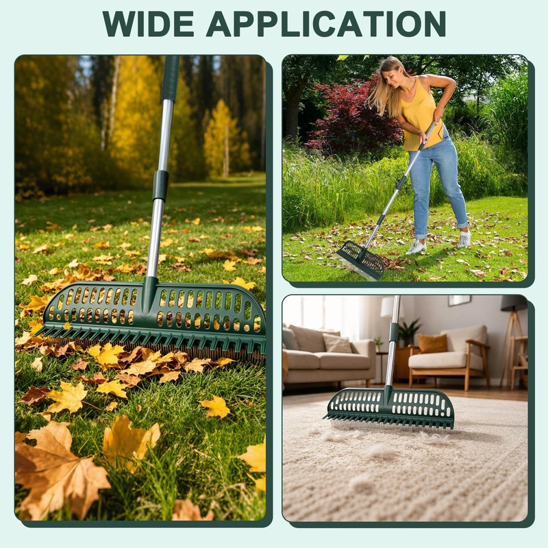 Artificial Turf Rake, Double-Sided Turf Brush Rake with 35-56 Inch
