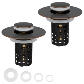 Hygie Rinse Upgraded 3 in 1 Bathroom Sink Stopper Universal Pop Up Sink Drain Strainer, with Removable Stainless Steel Filter Basket Hair Catcher, for 1.1''~2.36'' Basin Hole, Oil Rubbed Bronze