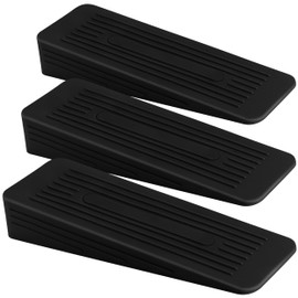 AFFIXERS Door Stoppers for Floor Anti-Skid, Durable, and Heavy Duty Rubber Door Stop | Ideal for All Types of Surfaces | Door Wedges (Black (Pack of 3))