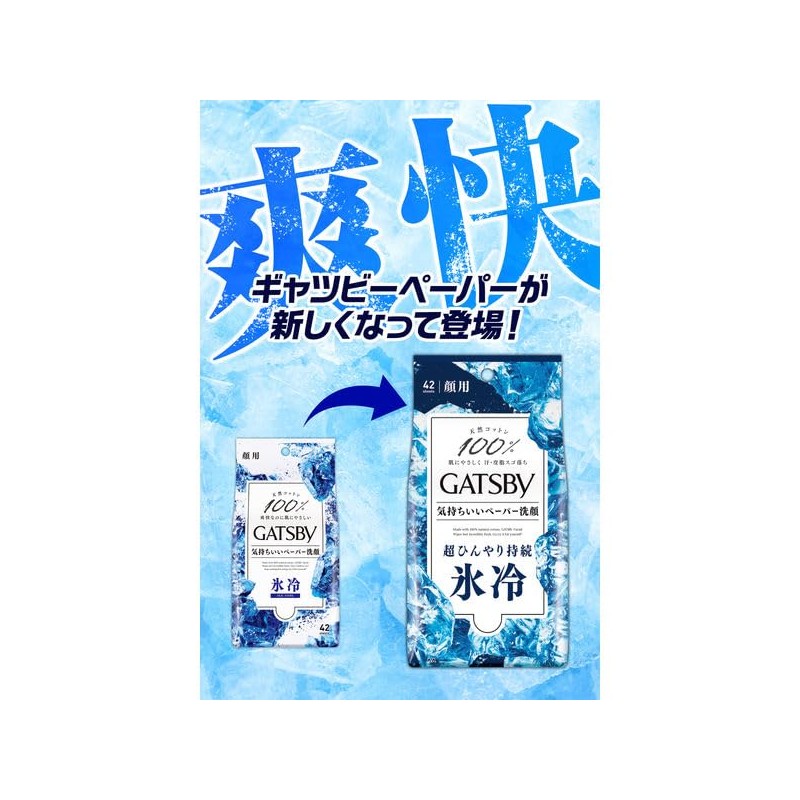 Mandom Gatsby Facial Paper, Face Cleansing, Ice Type, Fresh Aqua