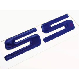 PART 2 CHEVY SS SUPER SPORT UNIVERSAL ADHESIVE ALUMINUM THIN BADGES EMBLEMS LG BLUE