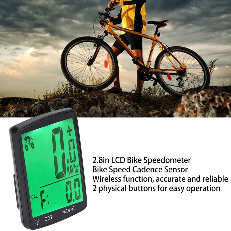 Bike Computer, 2.8in Backlight LCD Screen Display Wireless Bicycle Speedometer
