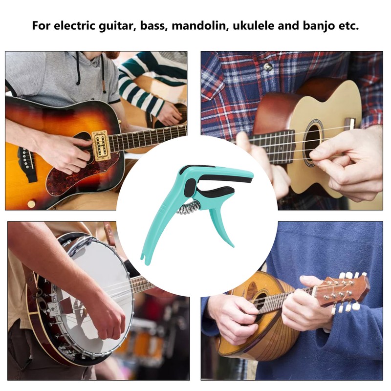 Metal Guitar Capo Tone Adjustment Tool with Pick Holder Stringed