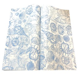 Blue Sea Shell Patterned Wax Sheets Deli Wraps Tray&Basket Liner Deli Paper Wax Paper Baking Colored Parchment Greaseproof for Food (300)