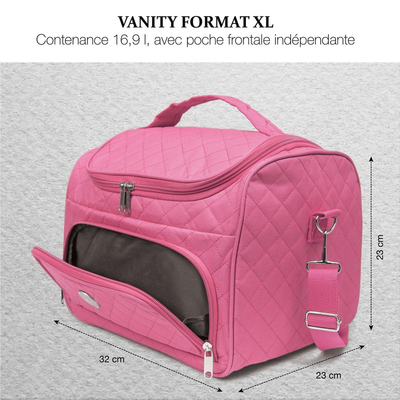 Travel Semi-Rigid Cosmetic Bag 25cm Cosmetic Bag KINSTON, Set Pink