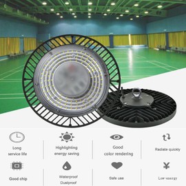 300W-1Pack UFO LED High Bay Light,30000lm 6000K Daylight 2000W Equivalent with US Plug Cable LED Garage Lights Commercial Warehouse Area Light Workshop Garage Factory Lowbay Area Lighting