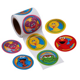 Sesame Street Stickers - Elmo Stickers 1-1/2" Roll of 100 Pcs with Your Favorite Characters for Sesame Street Party Favors for Goodie Bags Party Bags for Toddlers Classroom