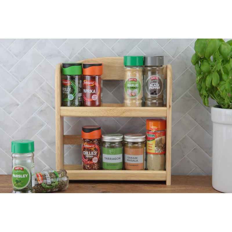 APOLLO 6328 2-Tier Spice Rack, Wood, Natural, 24.5x27x7