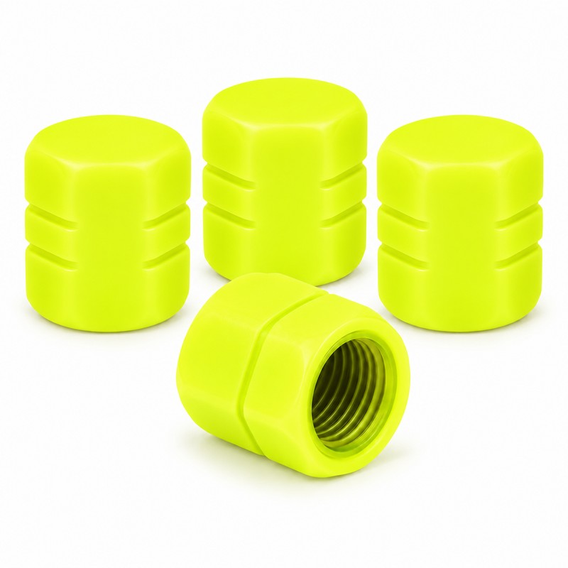 4pcs Luminous Car Tire Valve Caps, Hexagonal Glow-in-the-Dark Tire Valve