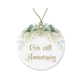 HTDesigns 18th Christmas Ornament - Wedding Gift for Couple - Parents 18 Years Anniversary Ornament Printed on Both Sides