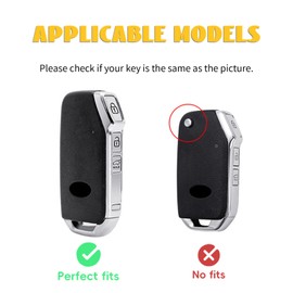 OFF WE GO Car Key Case for KIA Key Case Cover for Ceed Cerato Soul Sportage Sorento Stinger Rio Optima NIRO Forte 3 Buttons TPU Car Key Protective Case Key Box Cover, White Silver