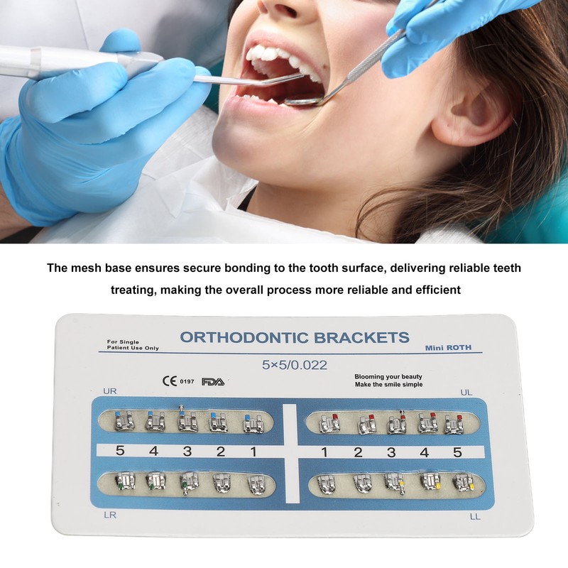 10 Sheets Teeth Brackets Mini Roth Bracket 0.022in 3 Hooks
